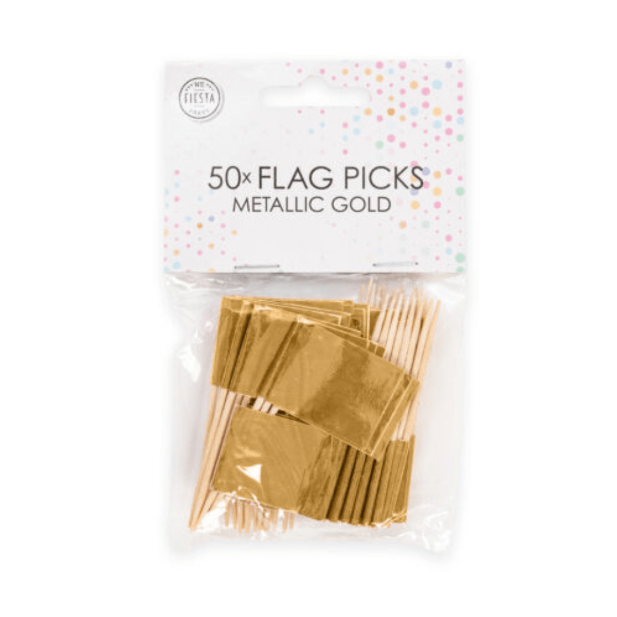 Cocktailflagg Metallisk Gull 50 stk