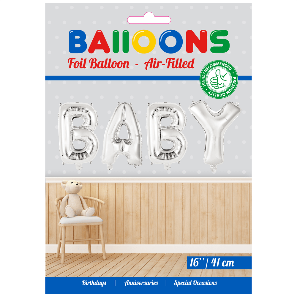 Folieballong "baby"- sølv