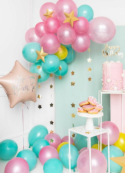 Folieballong "Happy Birthday"- pudderrosa