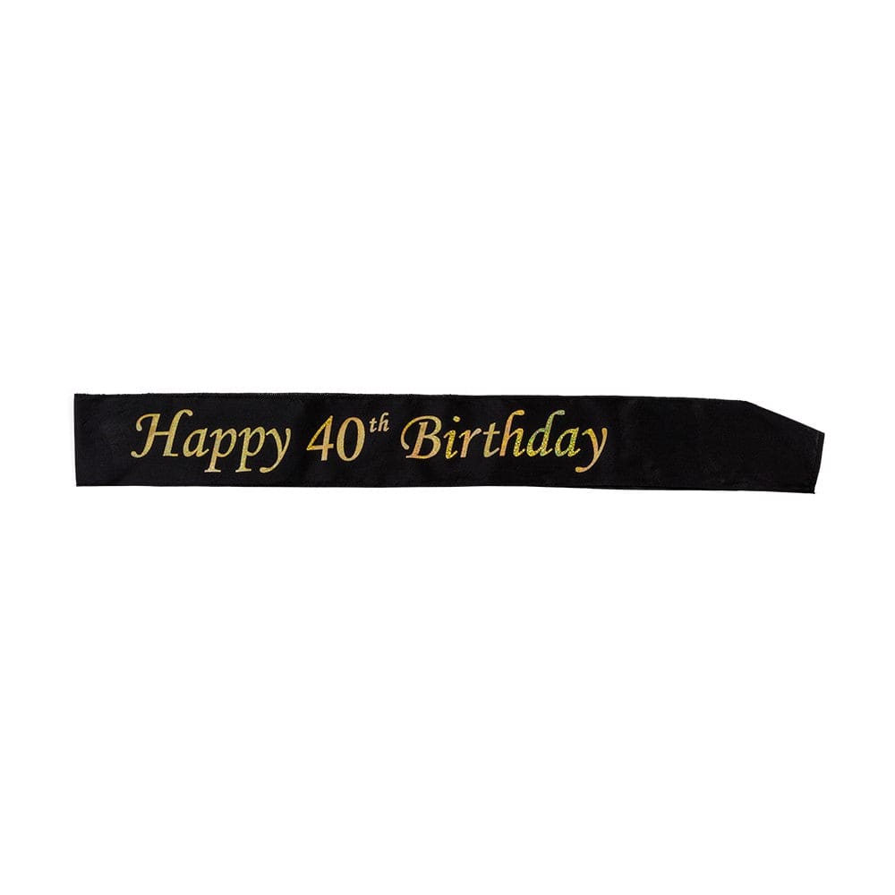 Sash Happy 40th birthday- svart