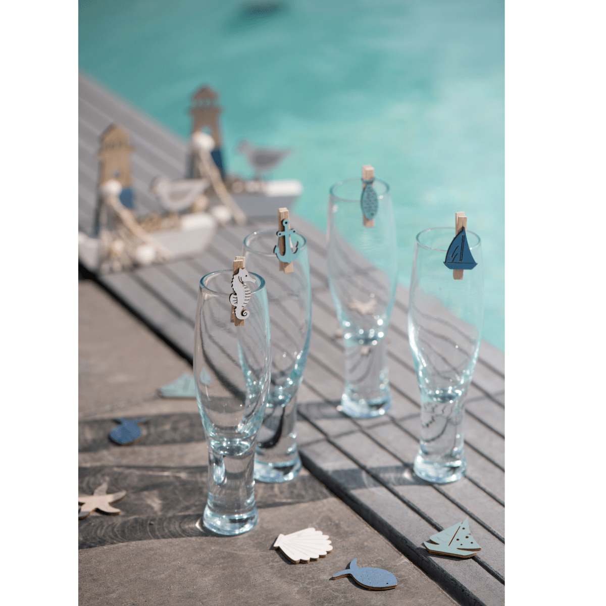 Treklyper 6stk, Maritim motiv