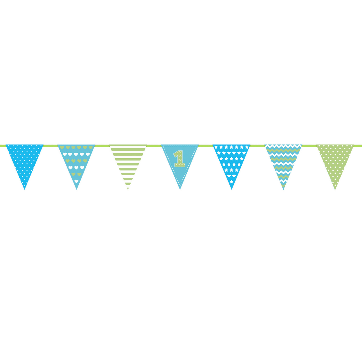 Vimpel 1årsdag, blå/lysegrønn