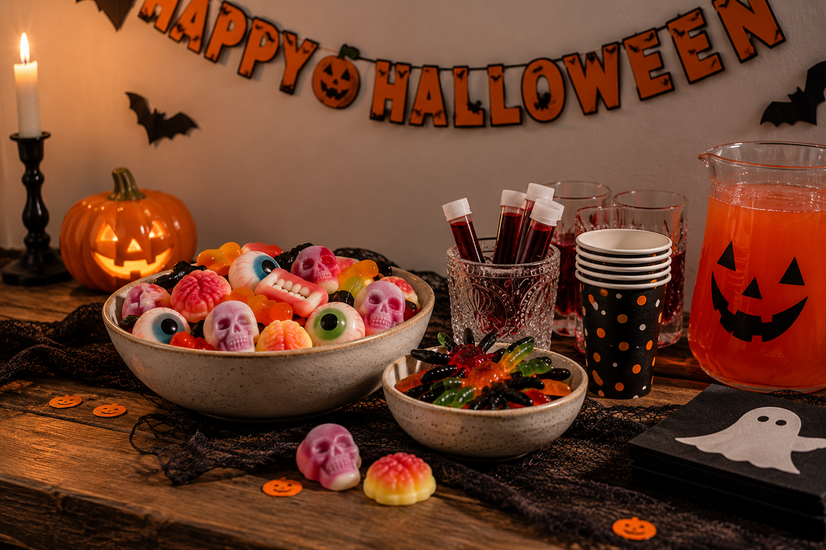 Slik bygger du et skummelt godtebord til Halloweenfesten