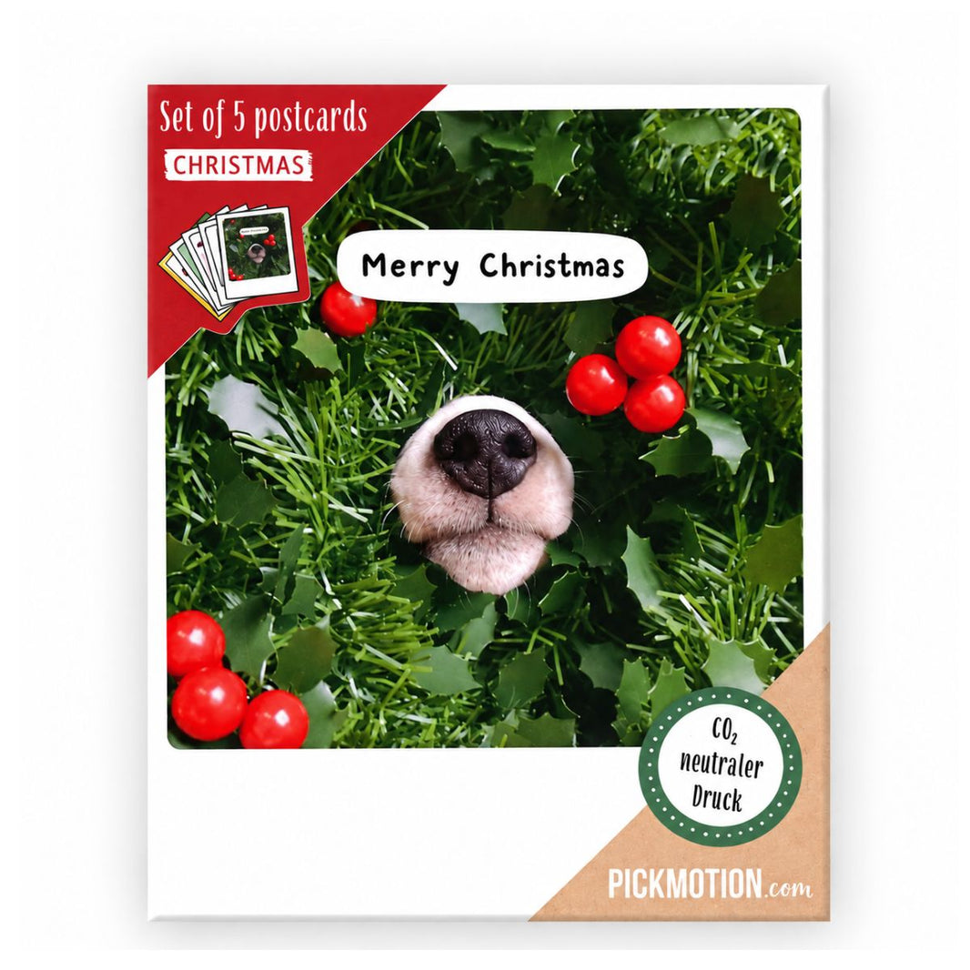 Pickmotion julekortpakke - Hund 5 stk