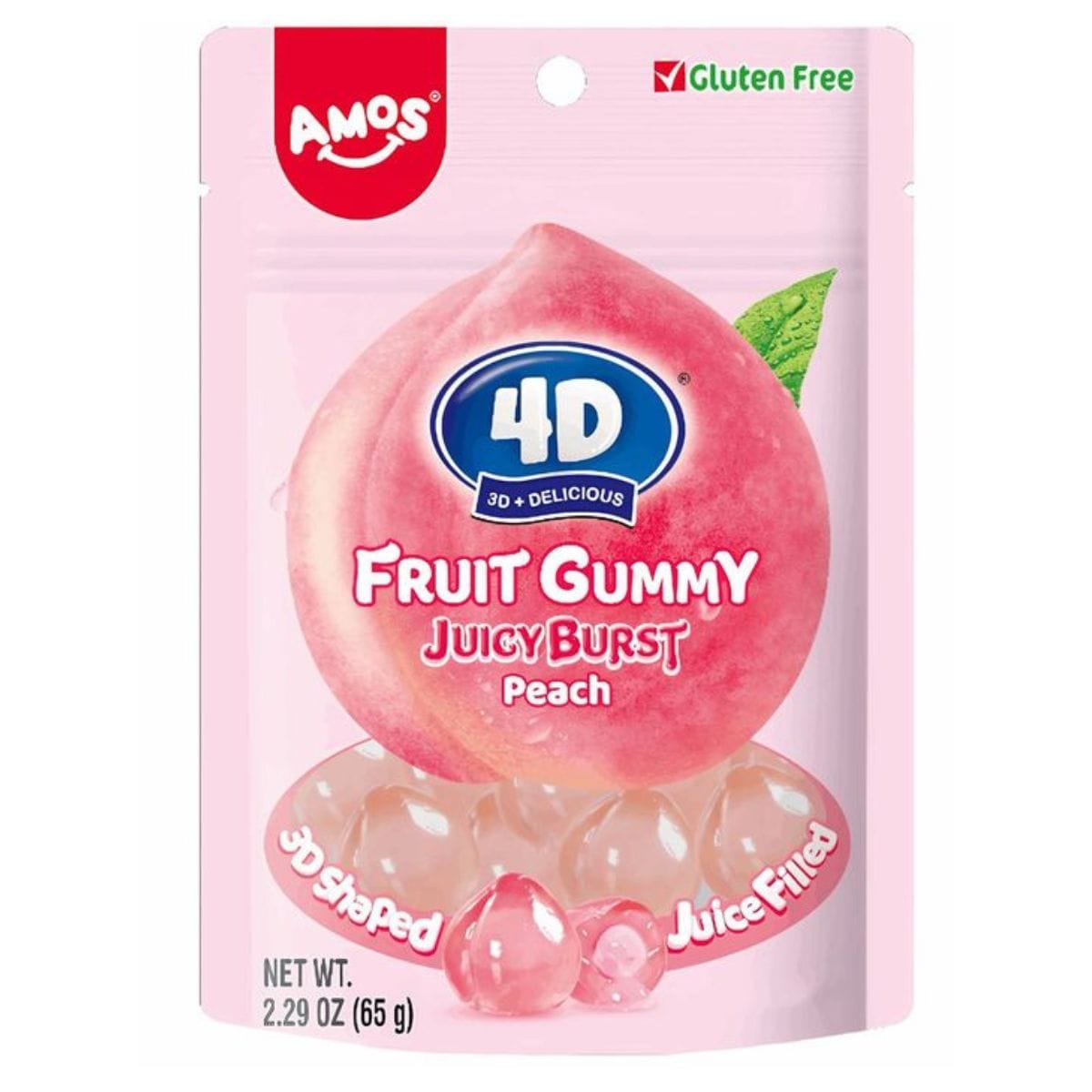 Amos 4D Fruit Gummy Peach Burst 65g