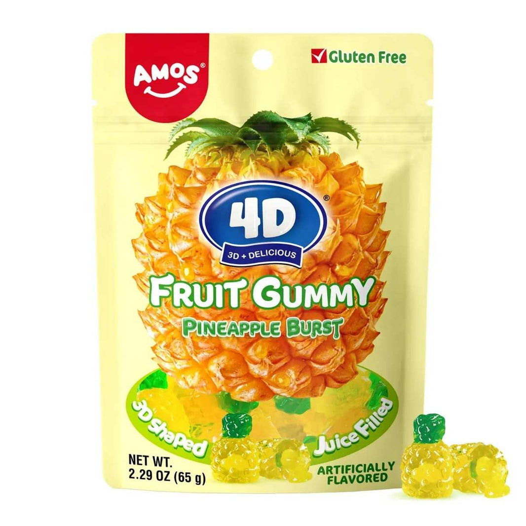 Amos 4D Fruit Gummy Pinapple Burst 65g