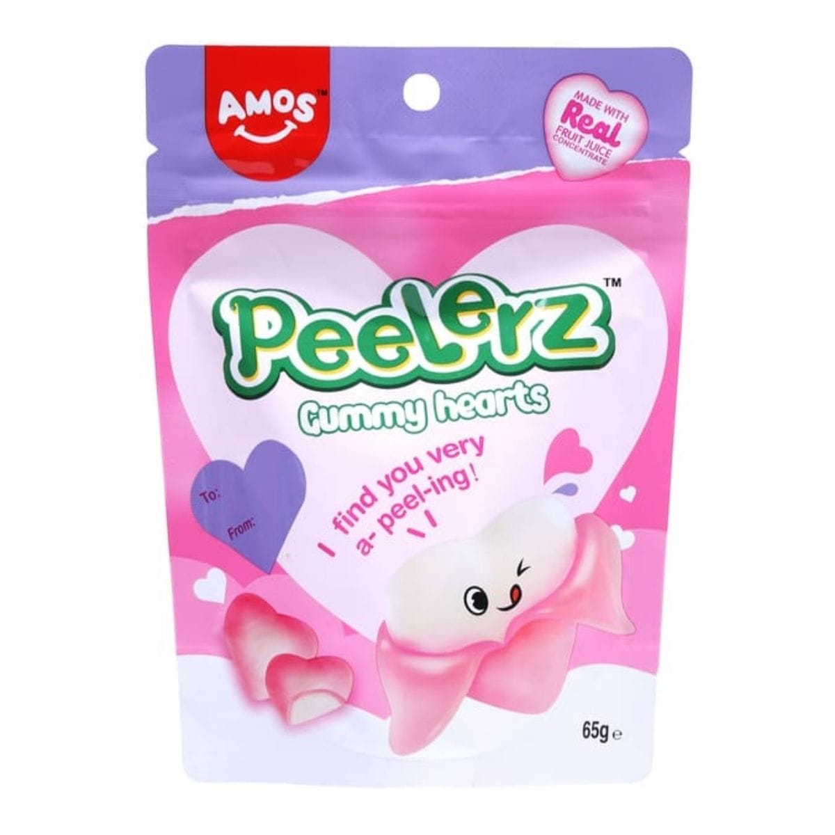 Amos Peelerz Gummy Hearts 65g