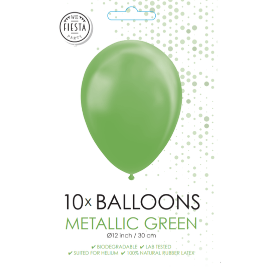 Ballonger 10 stk, Metallic Green