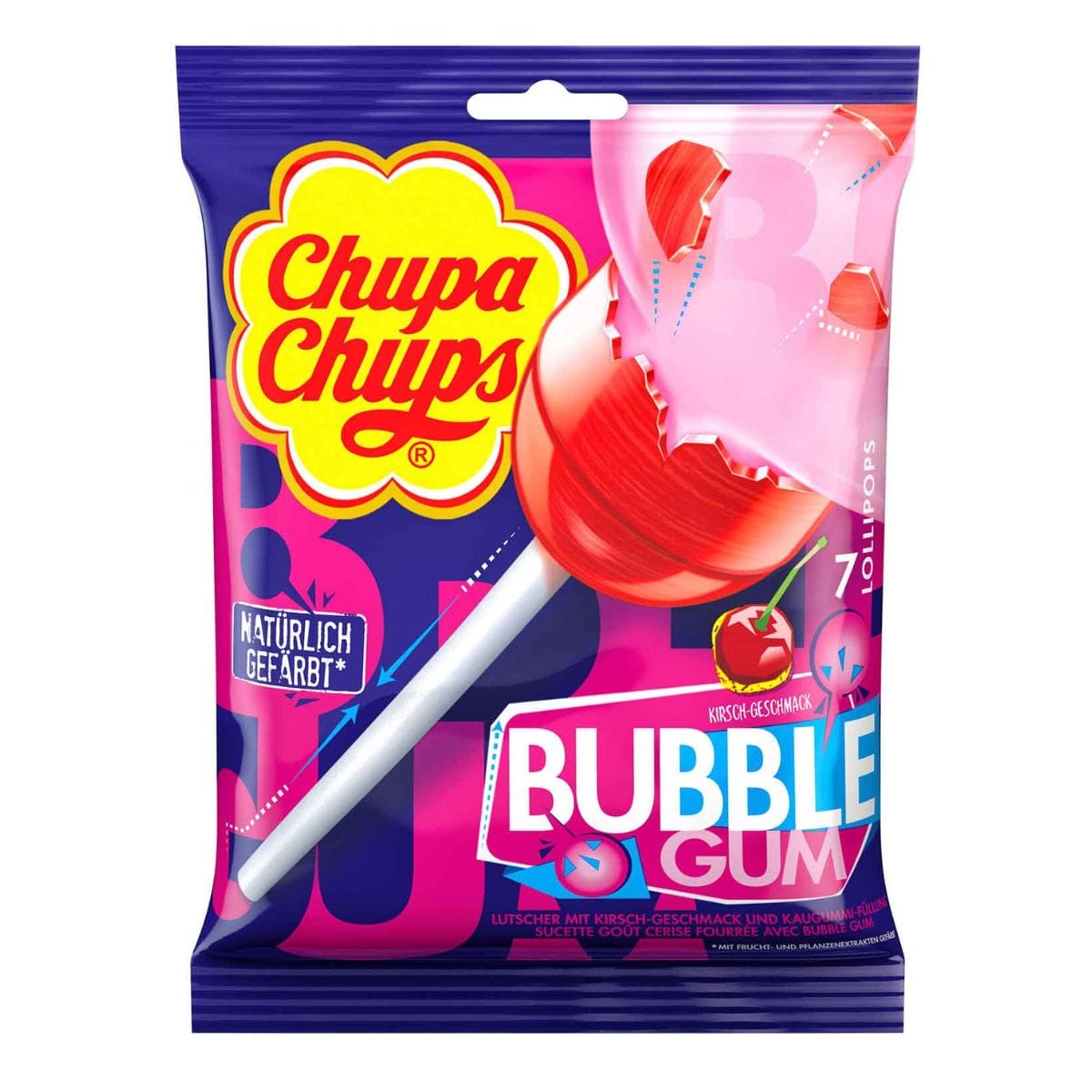 Chupa Chups Bubble Gum Cherry 7pk