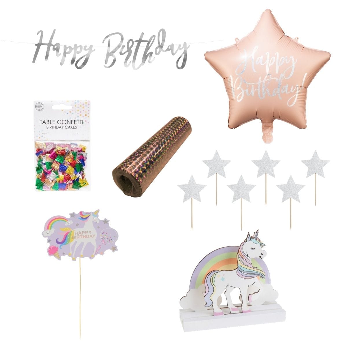 Enhjørnings Bursdag Dekorpakke 7 deler