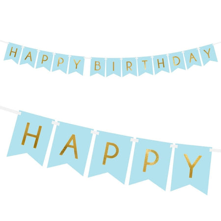 Happy Birthday Banner Blå