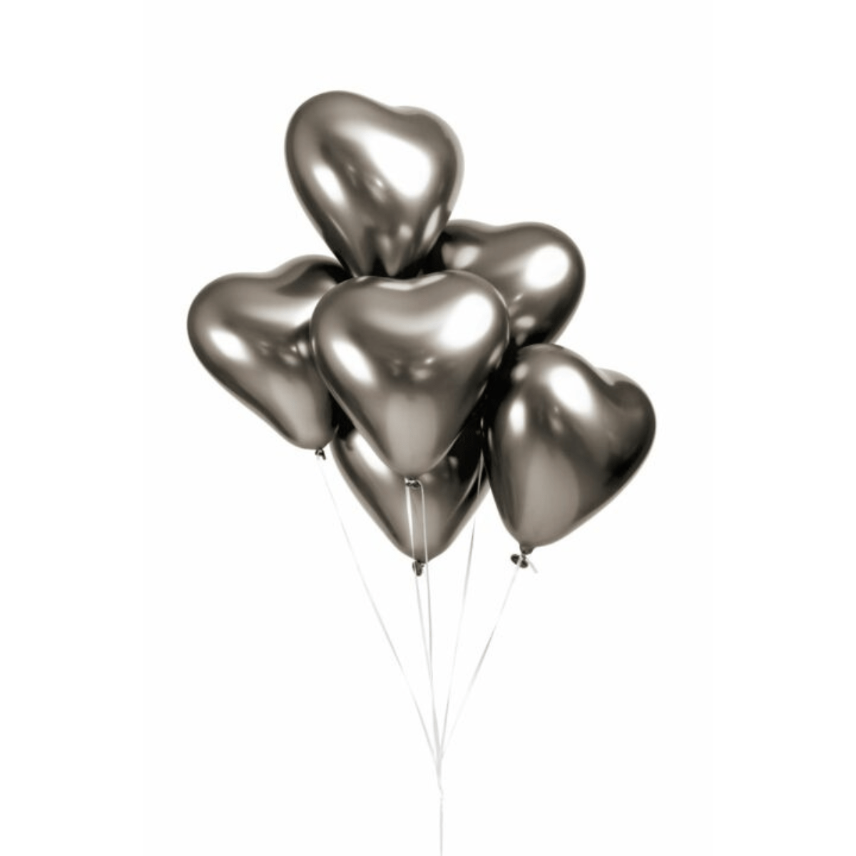 Hjerteballonger Chrome Space Gray 6stk