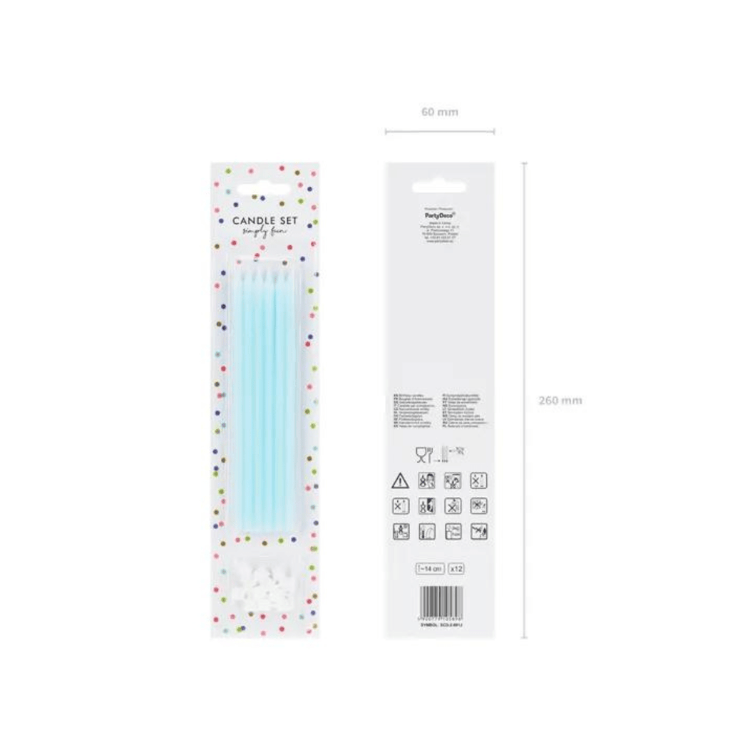 Kakelys 14 cm - Lyseblå 12 stk