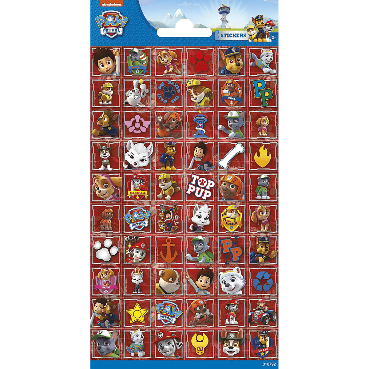 Klistremerker Paw Patrol, rødt ark