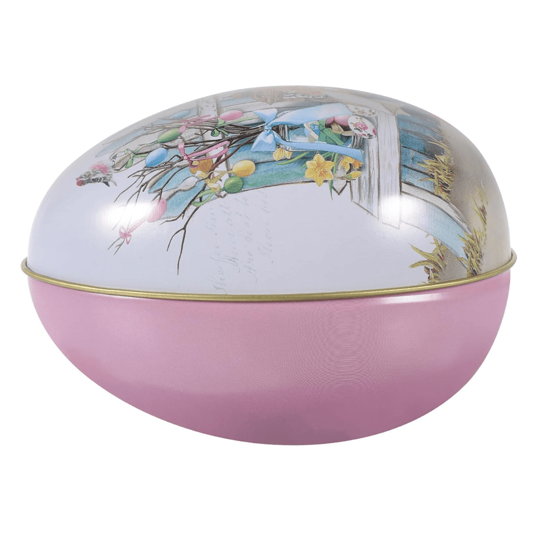 Påskeegg metall 13x8cm - Kanin bakeri Rosa
