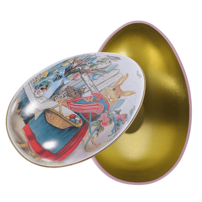 Påskeegg metall 13x8cm - Kanin bakeri Rosa
