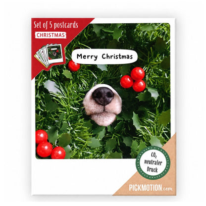 Pickmotion julekortpakke - Hund 5 stk