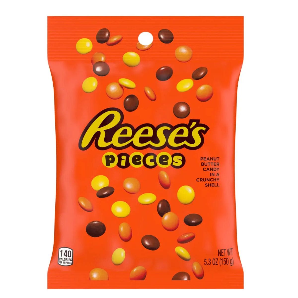 Pose med Reese’s Pieces 150g – små, fargerike godteribiter med peanøttsmør og sprø skall

