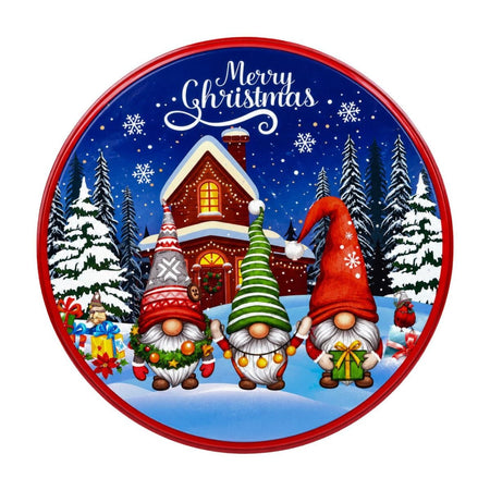 Rund Juleboks med Nisser 16,5 x 7,5 cm