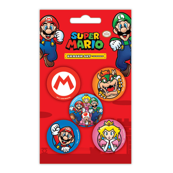 Super Mario Viskelær 5pk