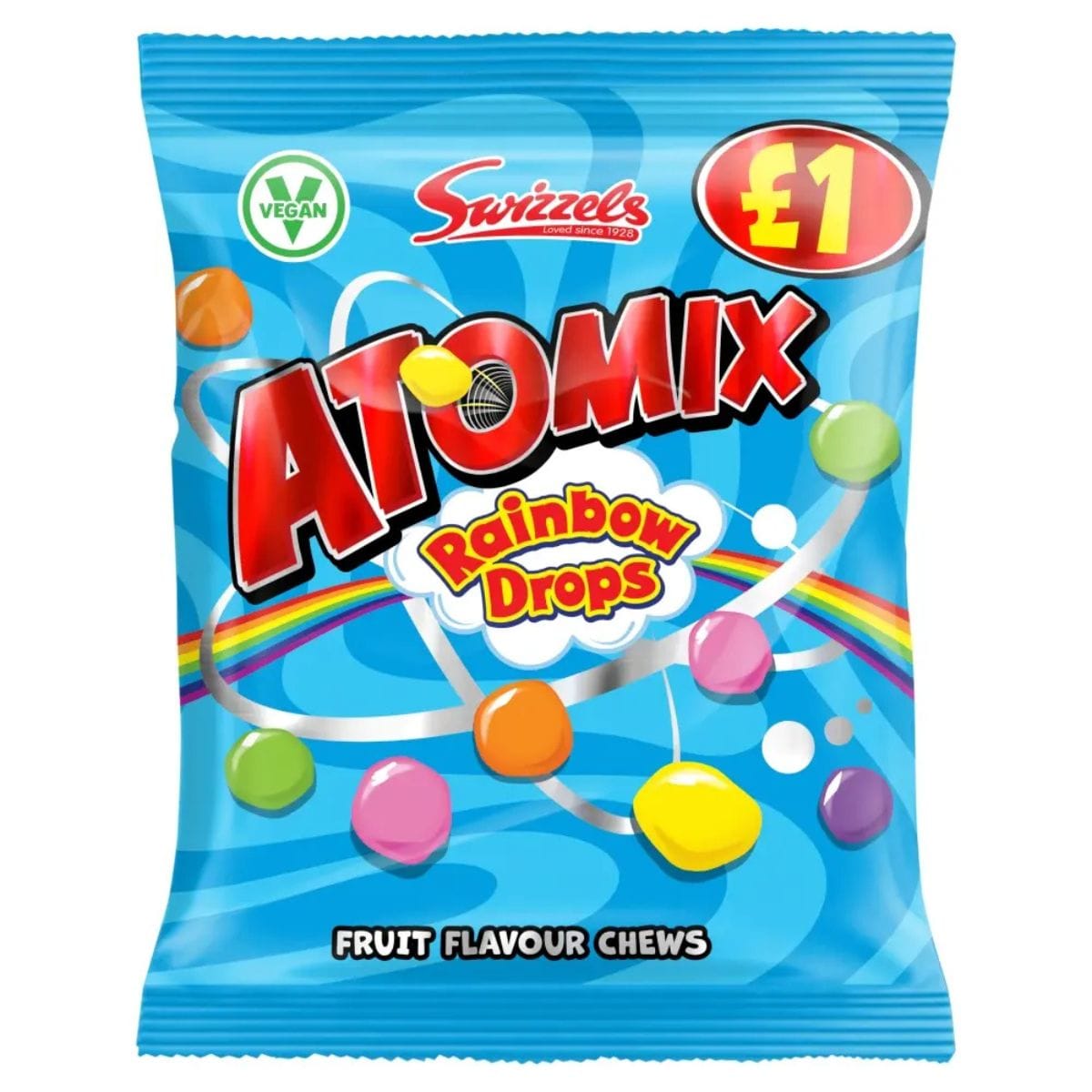 Swizzels Atomix Rainbow Drops Fruit Chews 100g