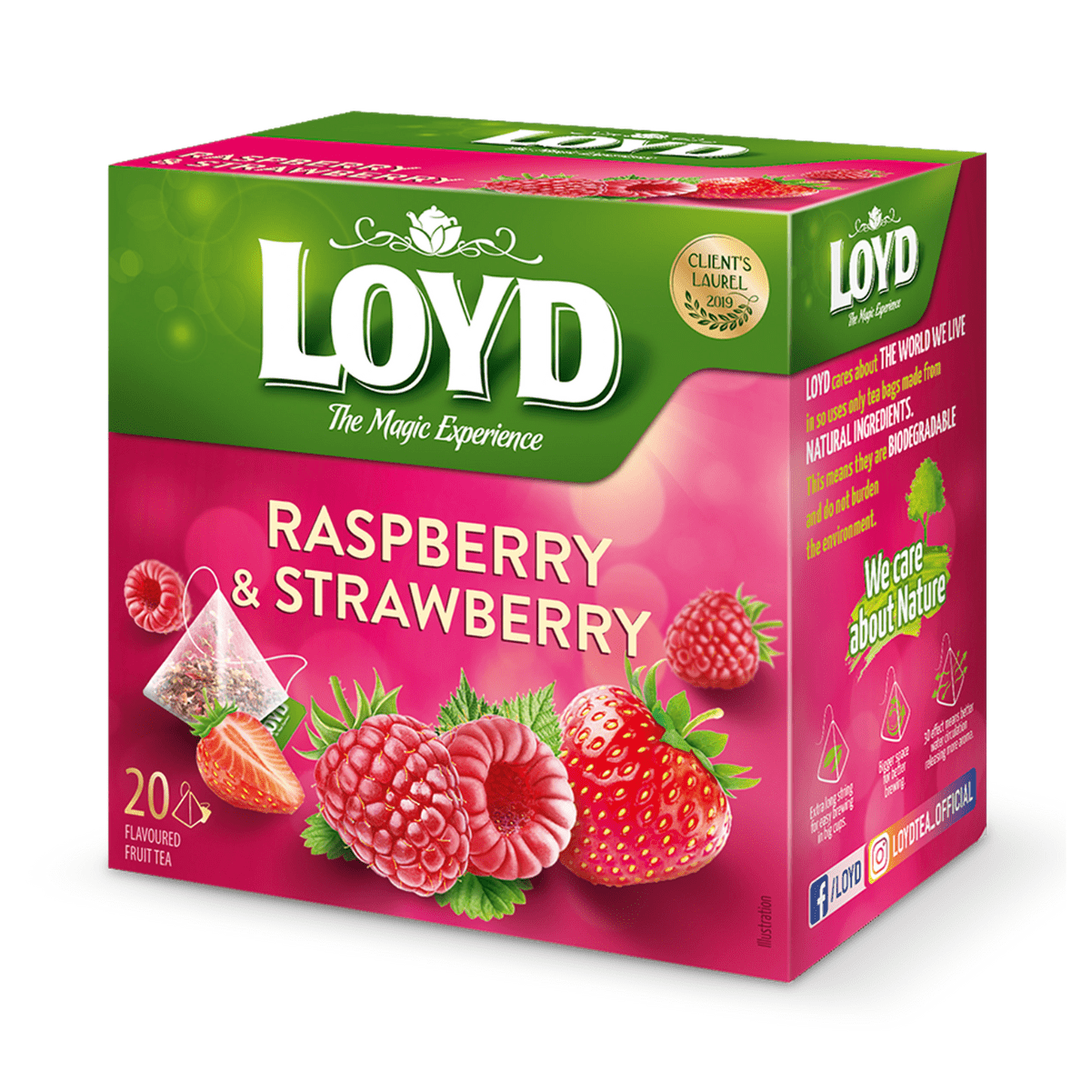 Te bringebær- og jordbær 20stk