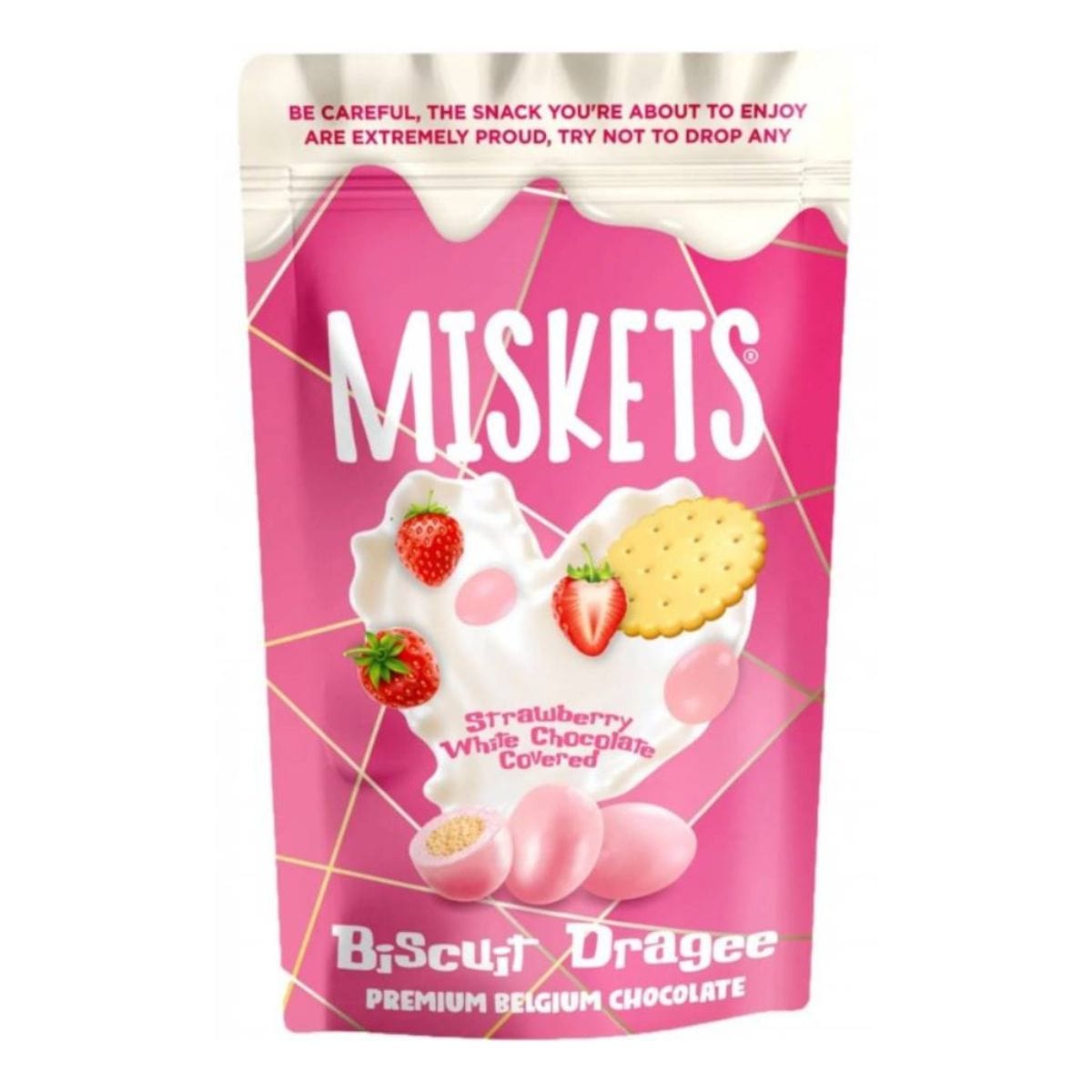 White Chocolate Coated Strawberry Flavored Biscuit 80g
