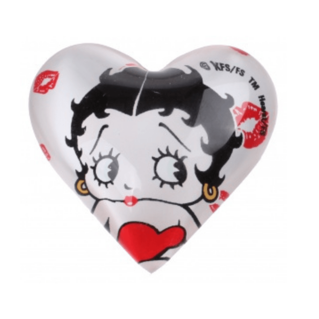 Betty Boop Hjertemagnet i glass- Hvit