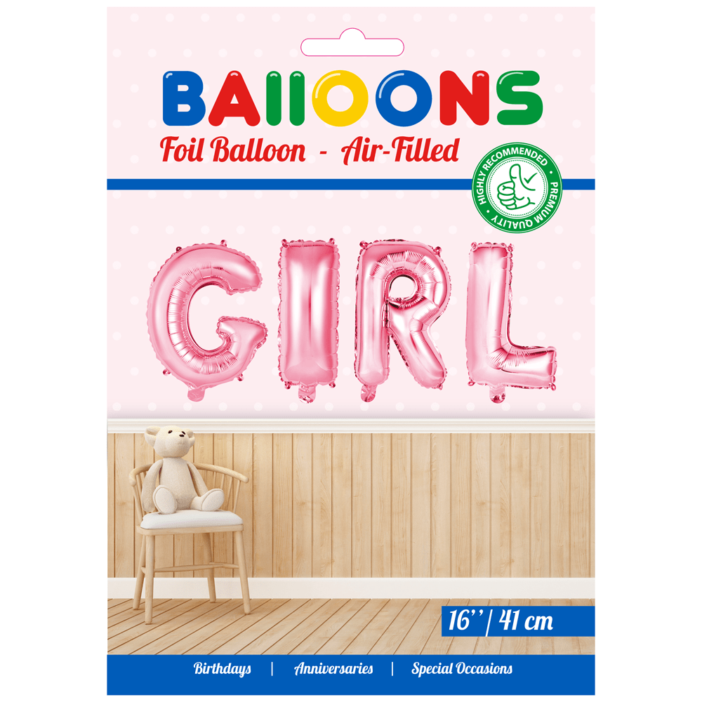Folieballong "girl"- rosa