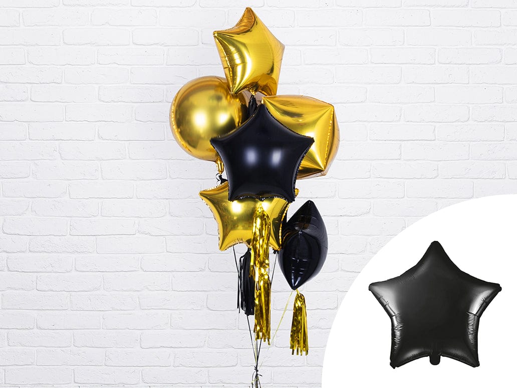 Folieballong stjerne- metallic svart