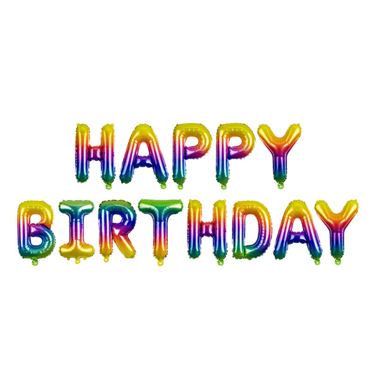 Happy Birthday ballongbanner- regnbue