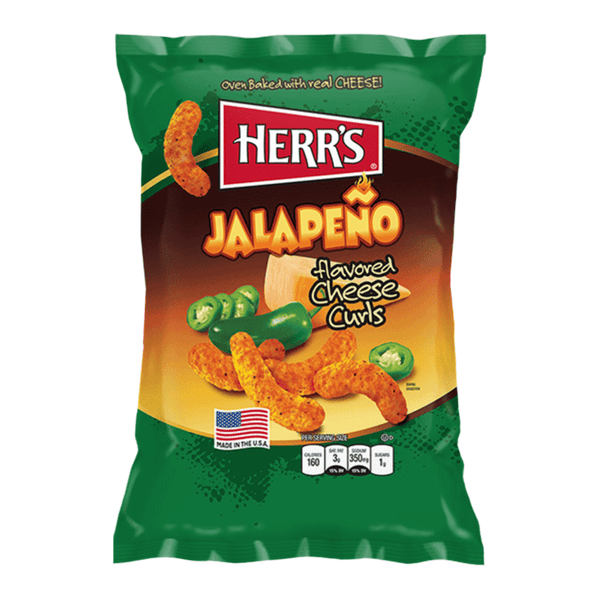 Herr's jalapeno poppers cheese curls, 198g