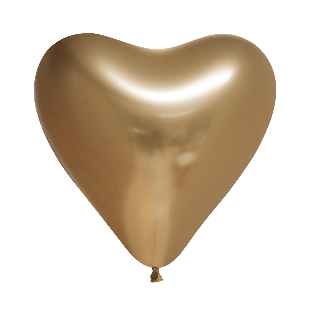 Hjerteballonger, chrome gull