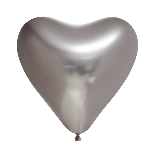 Hjerteballonger, chrome sølv