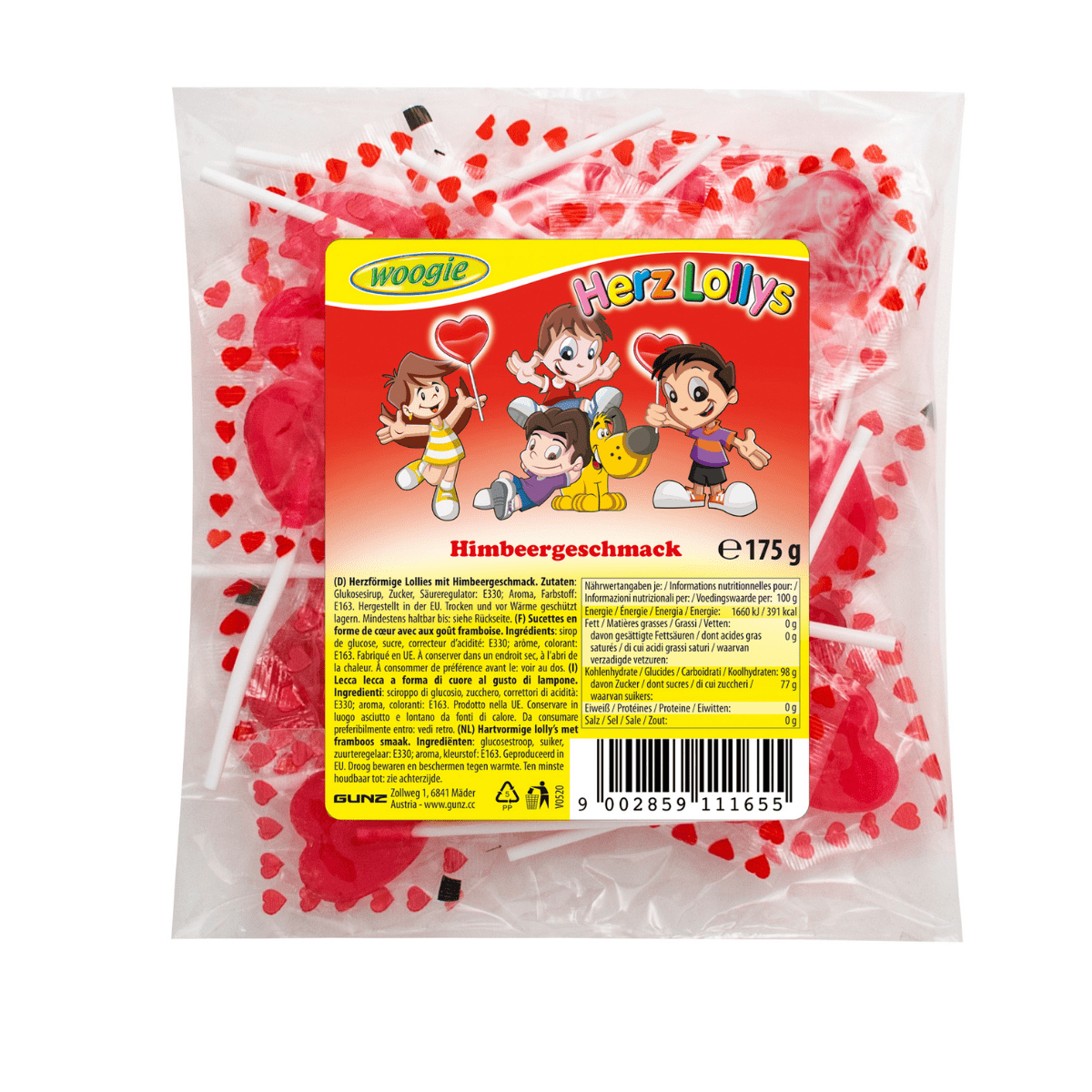 Hjerteformet Lollies 175g