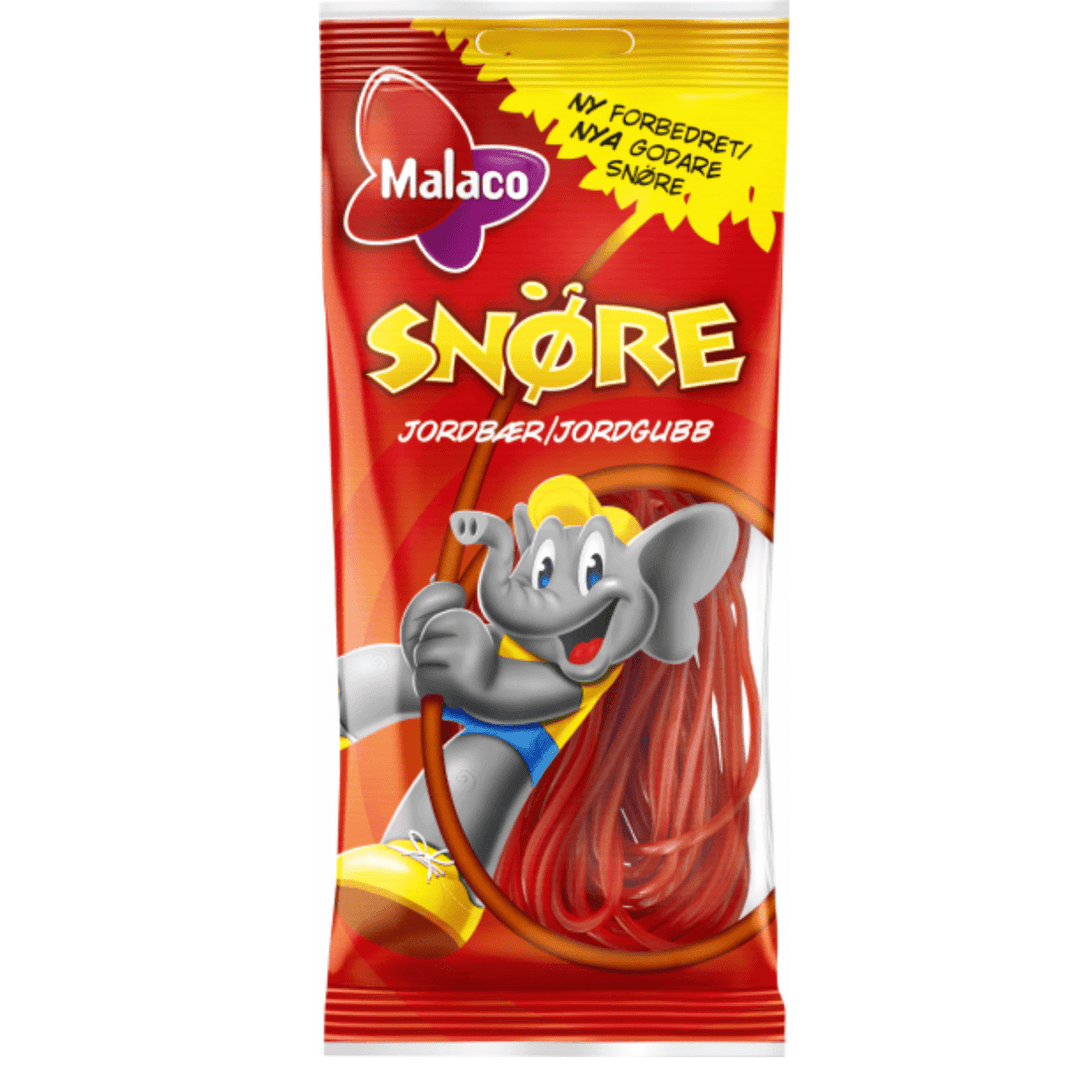 Malaco Jordbær Snøre 94g