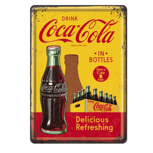 Metallkort - Coca-Cola In Bottles Yellow