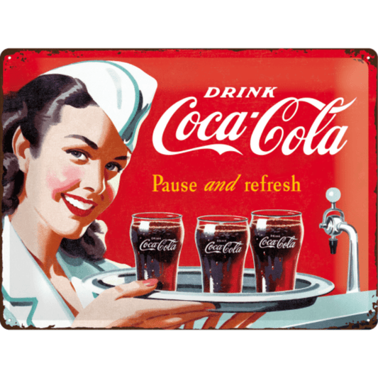 Metallskilt Coca-Cola Waitress