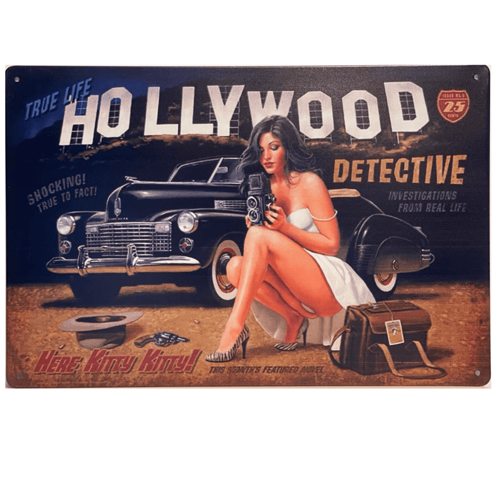 Metallskilt- Hollywood Detective