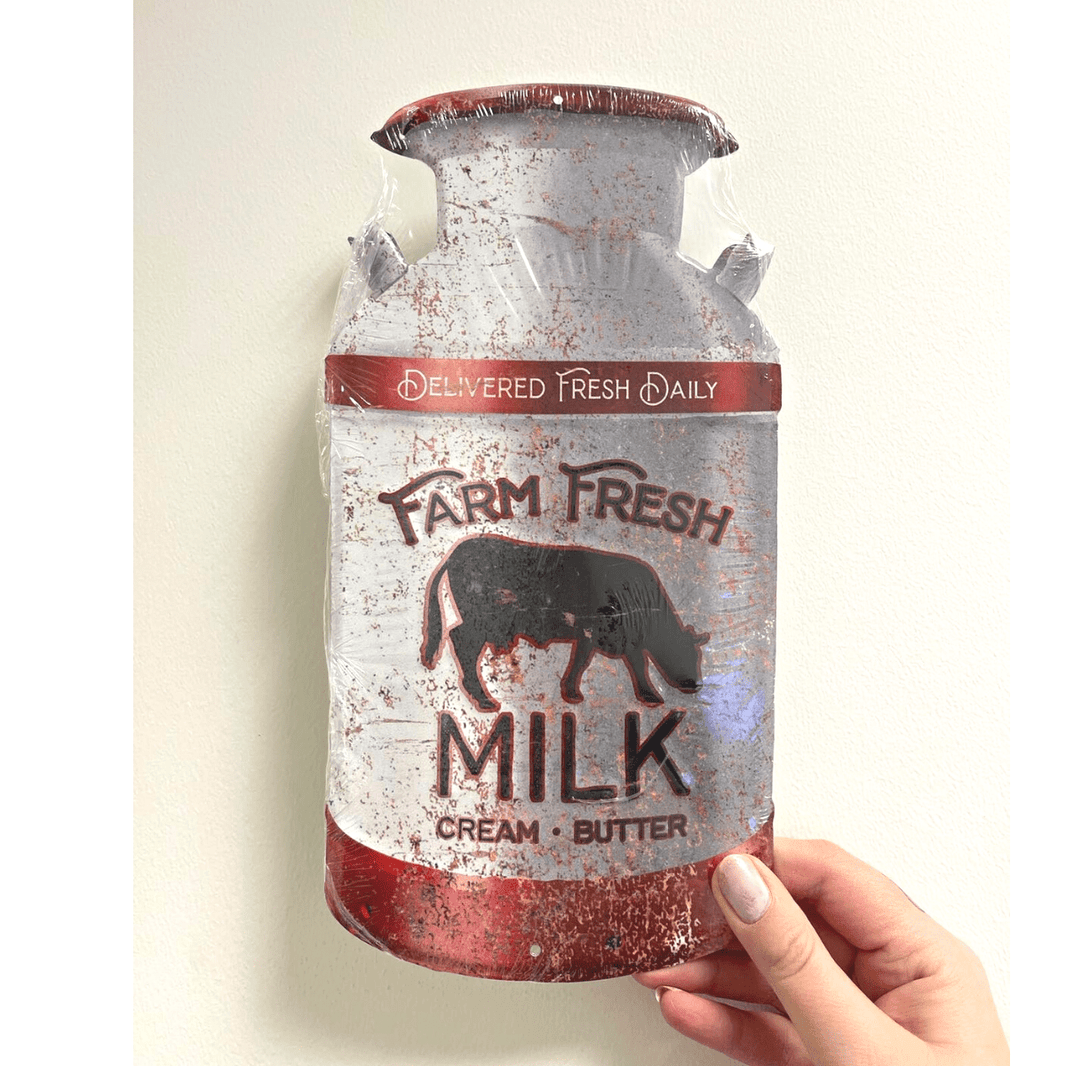 Metallskilt- Milk Can 18x30cm
