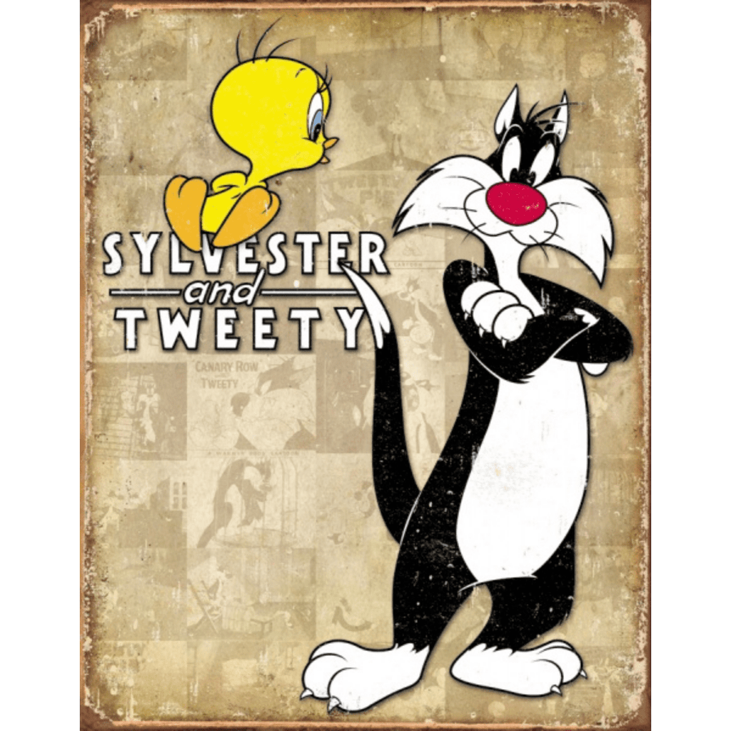 Metallskilt- Tweety & Sylvester Retro