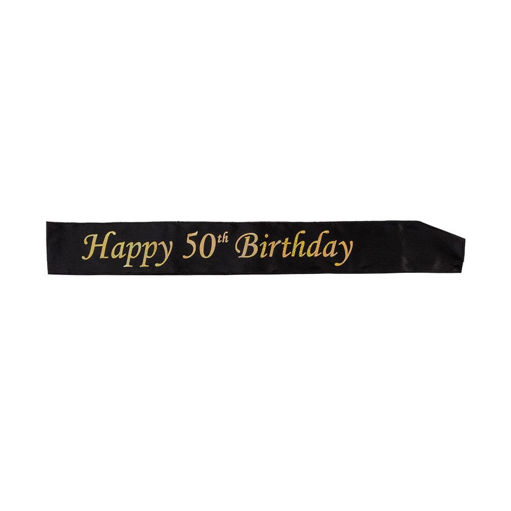 Sash Happy 50th birthday- svart