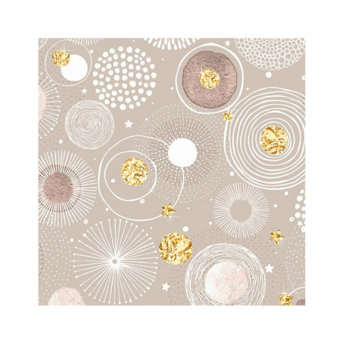 Servietter-  Doodle sirkler med gulldetaljer