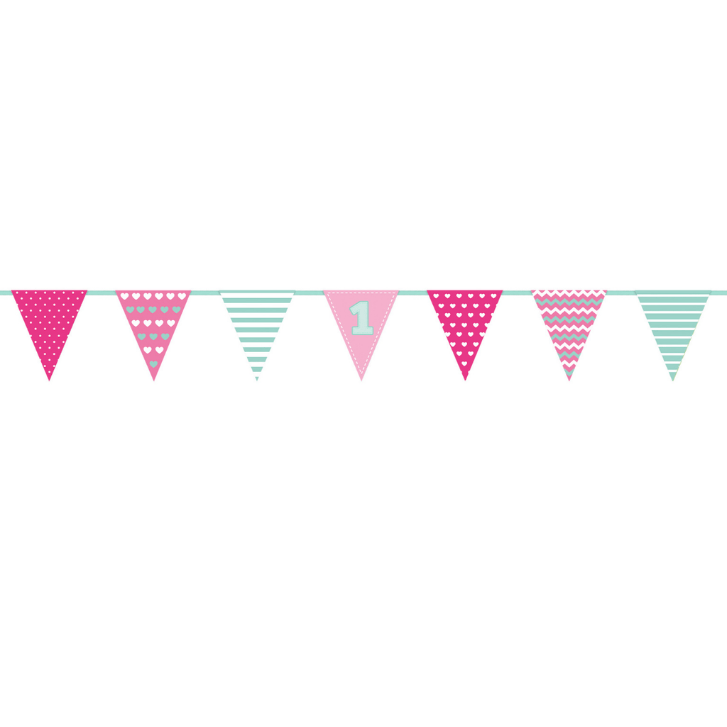 Vimpel 1årsdag, Rosa/Mint