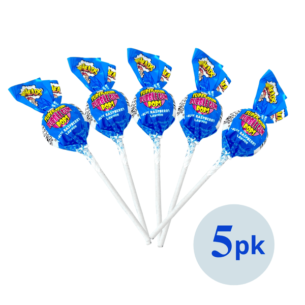 Warheads Super Sour Pops 5 pk - Blue Raspberry